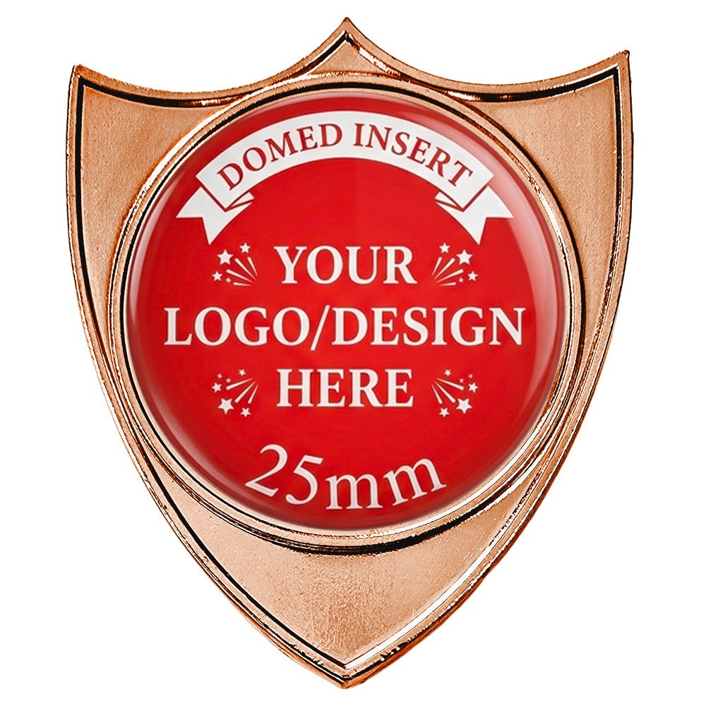 BDG104SZ-1 Bronze Shield Badge – 38mm Pin with 25mm Printed Centre - Image 1